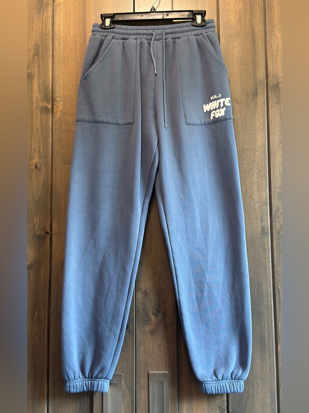 White Fox Boutique Dusty Blue Track Joggers Pockets Women’s Small